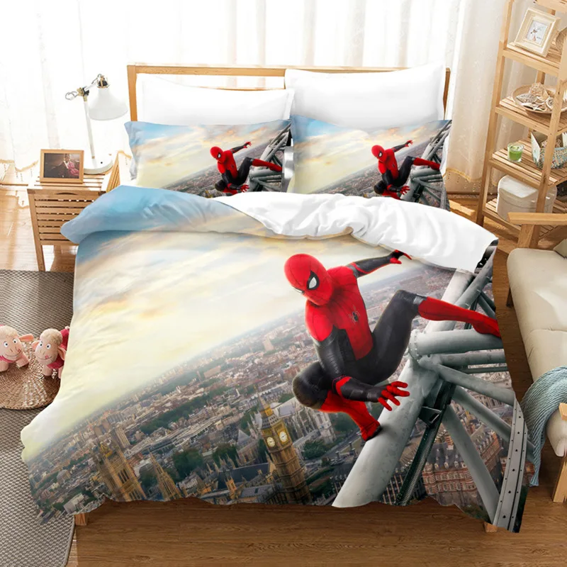 Imagem -03 - Conjunto de Cama Marvel Spider-man Edredão Peter Parker Fronha Gêmeo Rainha Cama King Size