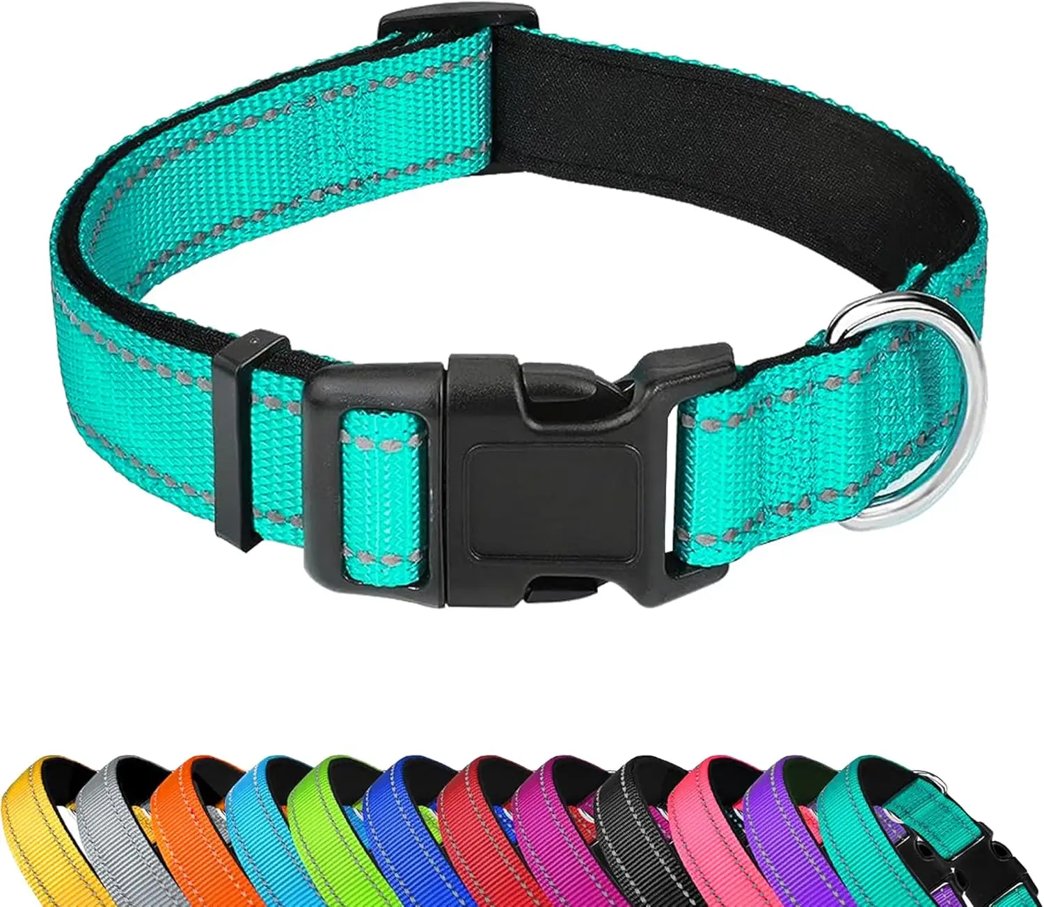Dog Collar Adjustable Soft Neoprene Padded Nylon Pet Collars with Buckle for Medium Dogs