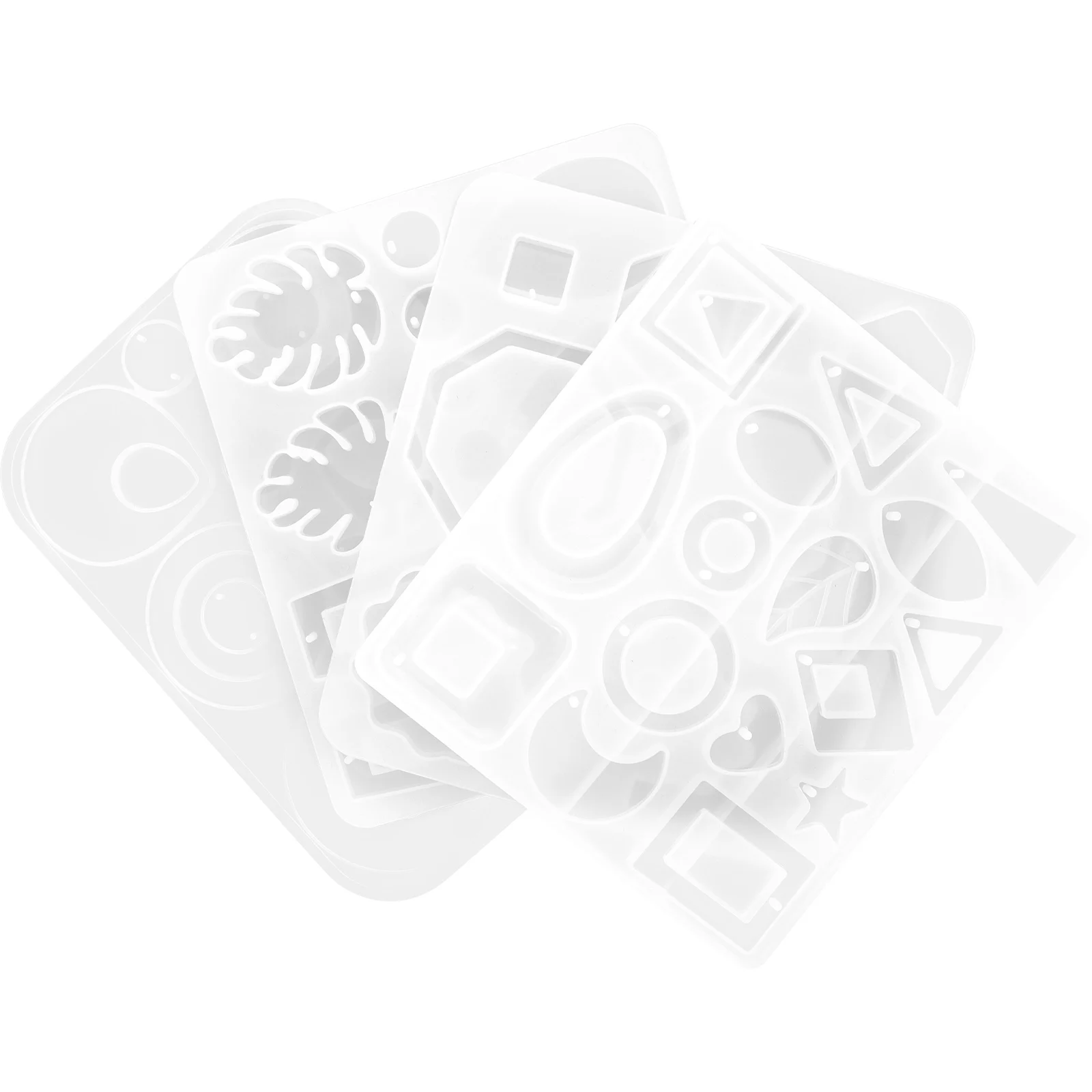 

4Pcs Crystal Pendant Mold Resin Necklace Silicone Earrings DIY Crafts Jewelry Making Supplies Reusable Safe Wax Demolding