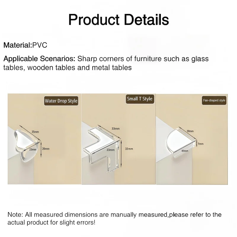 12/24 pièces de protège-coins de table transparents multi-formes, ronds, en forme d'éventail et en forme de T, pour protéger les bords des meubles courbes vintage