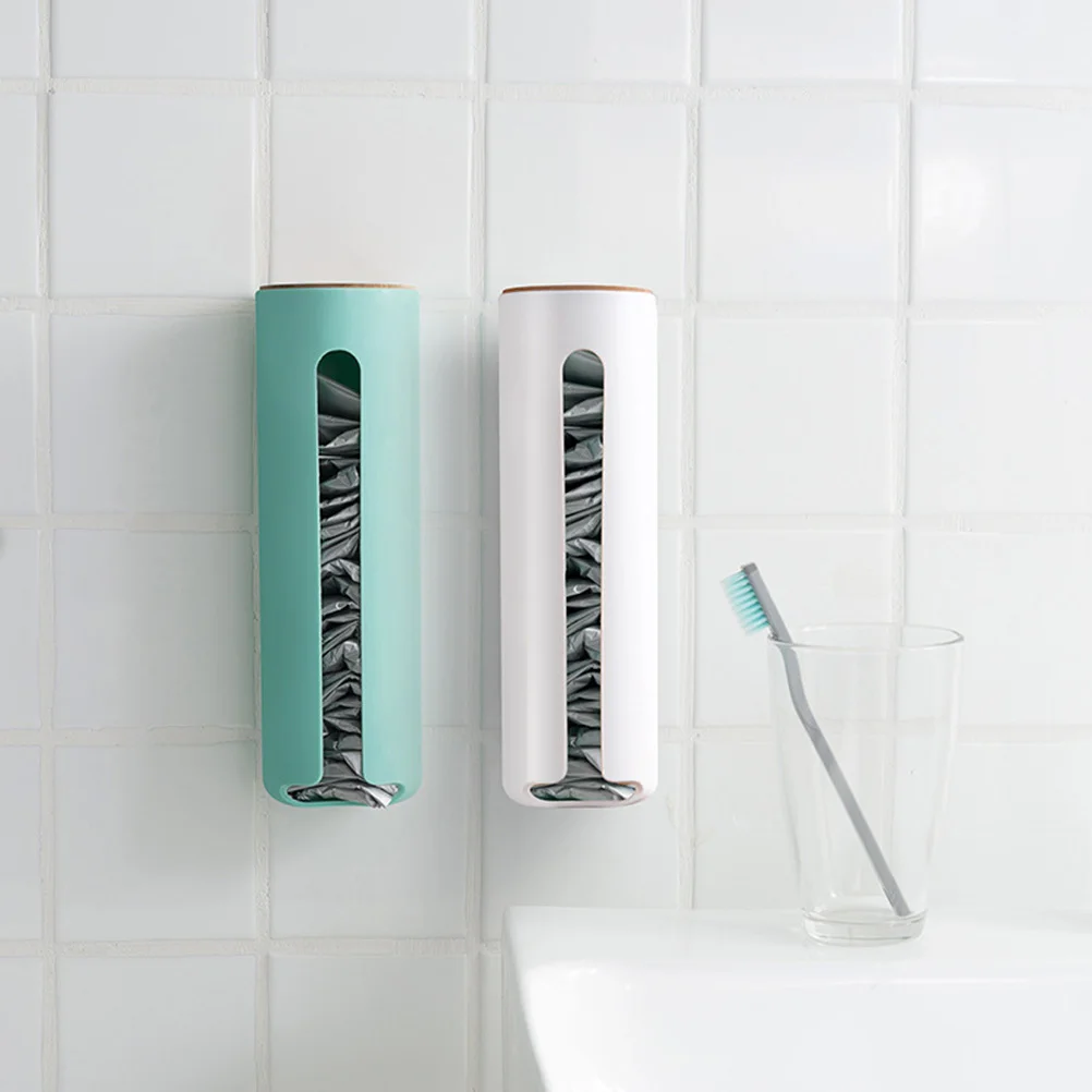 

Trash Bag Dispenser Holder with Strong Suction Cup for Kitchen Bathroom Storage - ABS Plastic Bag Organizer No Scratch Design