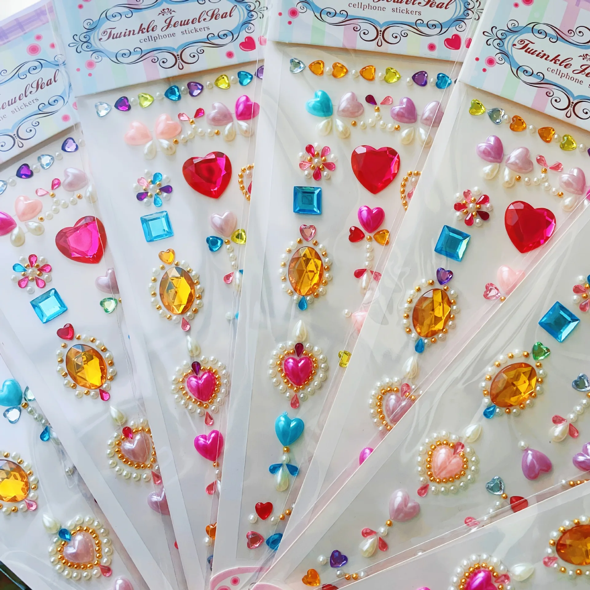 Adesivos de Gemas Acrílicas Coloridas Twinkle Jewel Seal, Decorações de Maquiagem Facial para Meninas, DIY, Festa, Performance, Artesanato