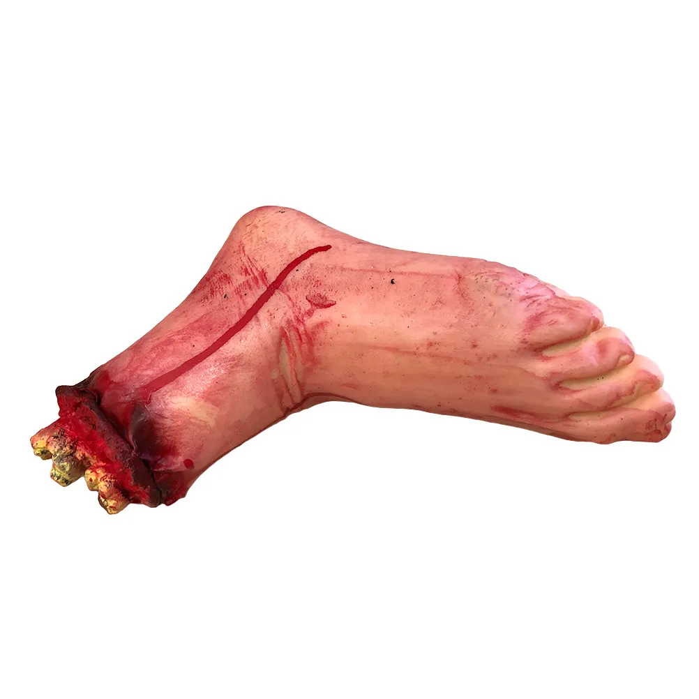 2Pcs Realistic Severed Foot Halloween Decoration Rubber Broken Foot Prop Scary Party Accessory Handmade Skin-Like Scare Gadget