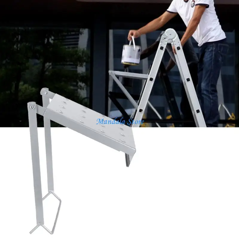 U2JC Tool Storage Platform Shelf Holder For Ladders Secure Standing Extendable Steel Shelf With Antislip Grip Supports 400lbs