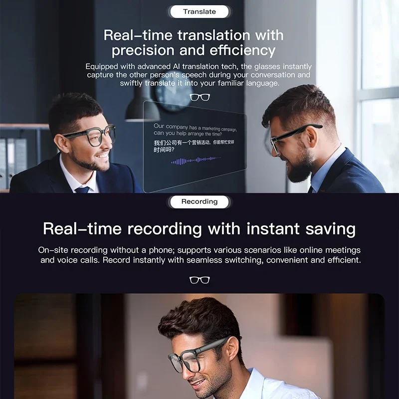M02S HeyCyan Smart Glasses Bluetooth Camera 1080P Video Recording Remote Control AI Voice Assistant Bluetooth Call Handsfree view 5