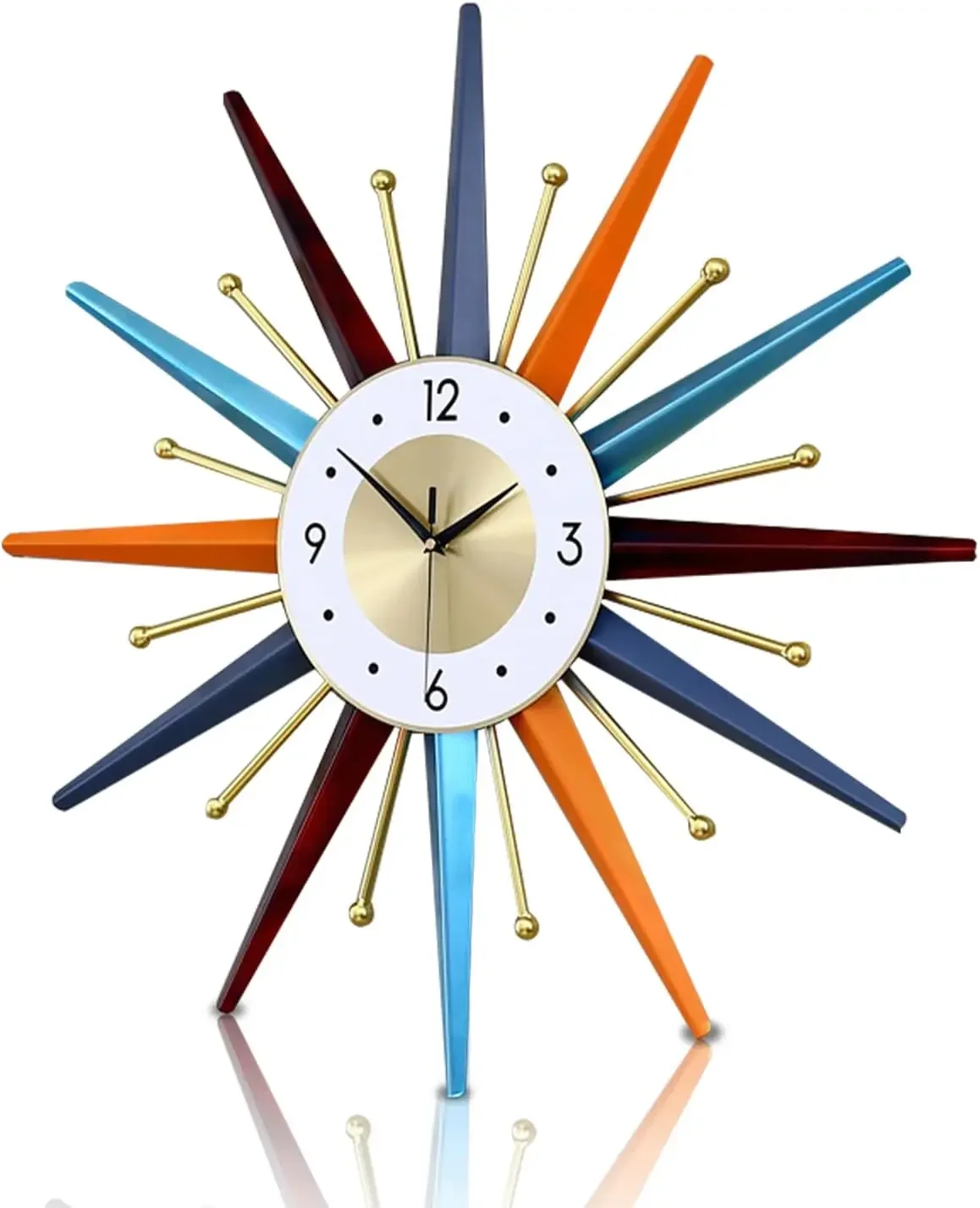 Large Wall Clock 31 Inch Mid Century Wall Clocks Starburst Clock Non Ticking Battery Operated 3D Wall Clocks Home Décor for Livi