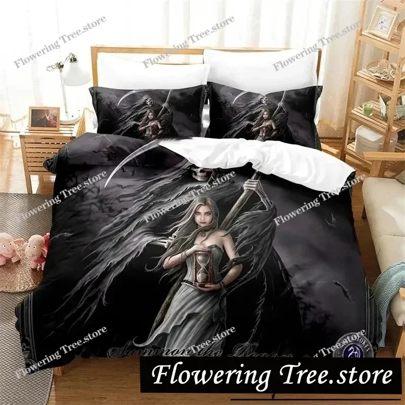 

Dark Grim Reaper Bedding Set,Duvet Cover Comforter Bed Set Quilt Cover Pillowcase,King Queen Twin Size Boys Girls Adultse