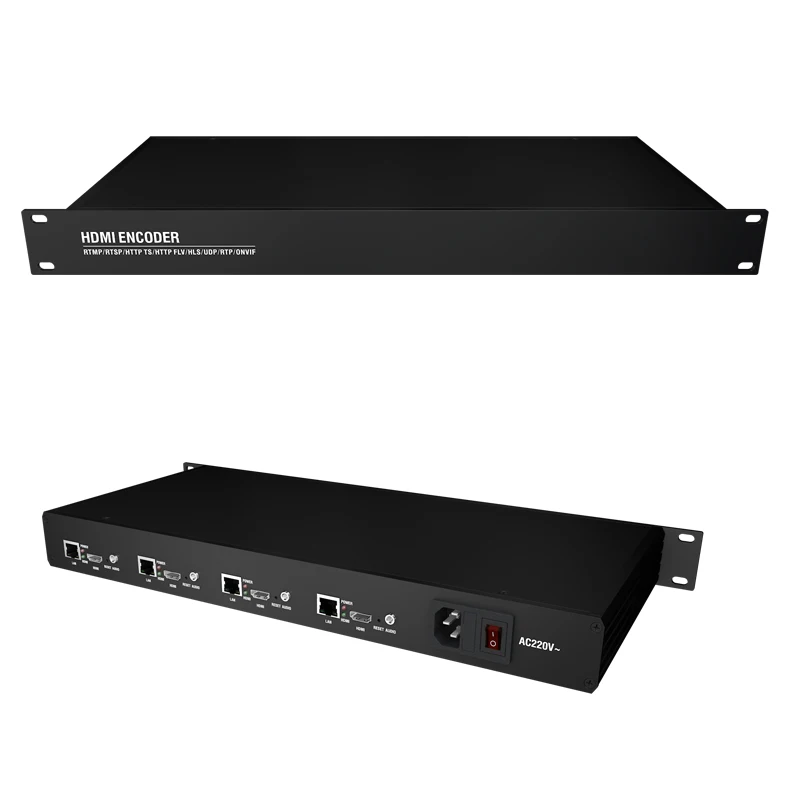 1U Rack for Encoder 4-Channel HEVC/H.265/H.264 HD Dual Stream AAC MP3 Input HTTP/RTSP/RTMP Streaming 5-Year Warranty