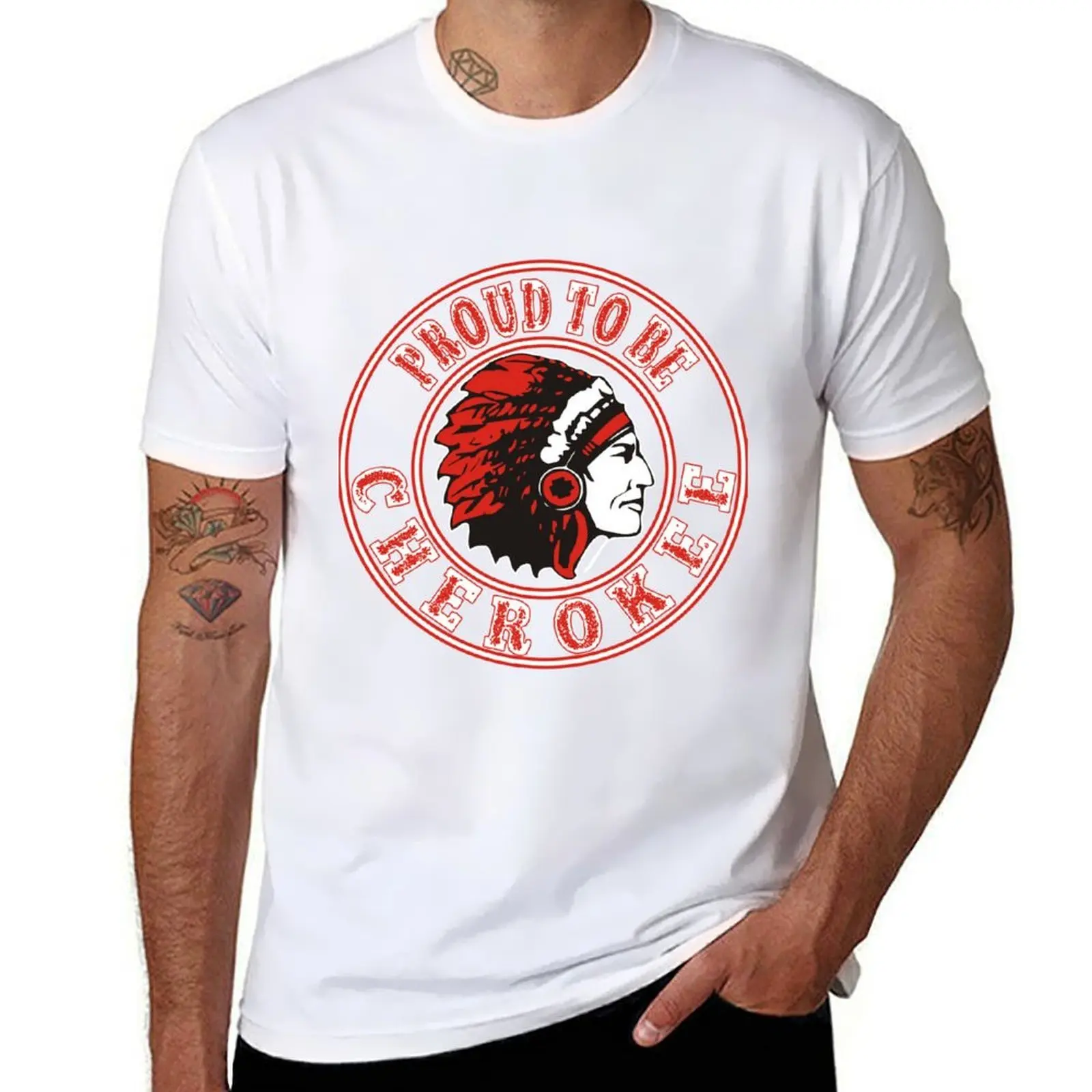 

proud to be cherokee T-Shirt man t shirt cotton anime t shirts oversize T-Shirt