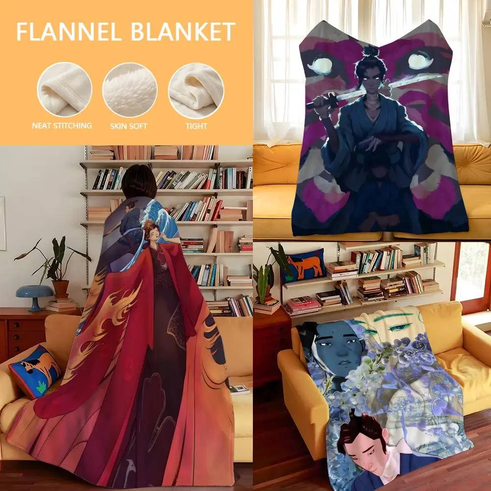 Animation B-Blue E-Eye S-Samurai Throw Flannel Cozy Print Blanket, Portable, Durable  Machine Washable cute Cool