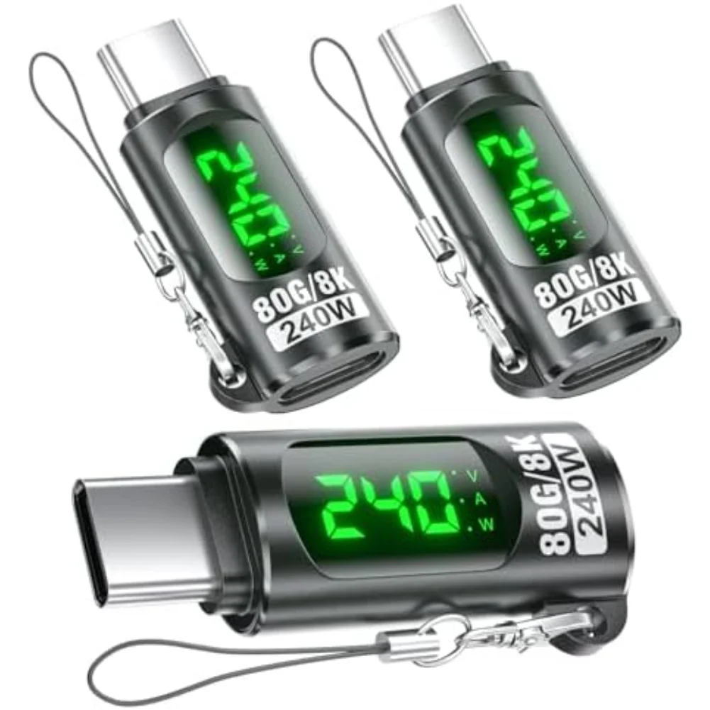 

3 Pcs Power Meter Tester Power Monitoring 240W USB-C Adapter Power Meter Tester With Voltage/Current/Power LED Digital 27*8.2mm