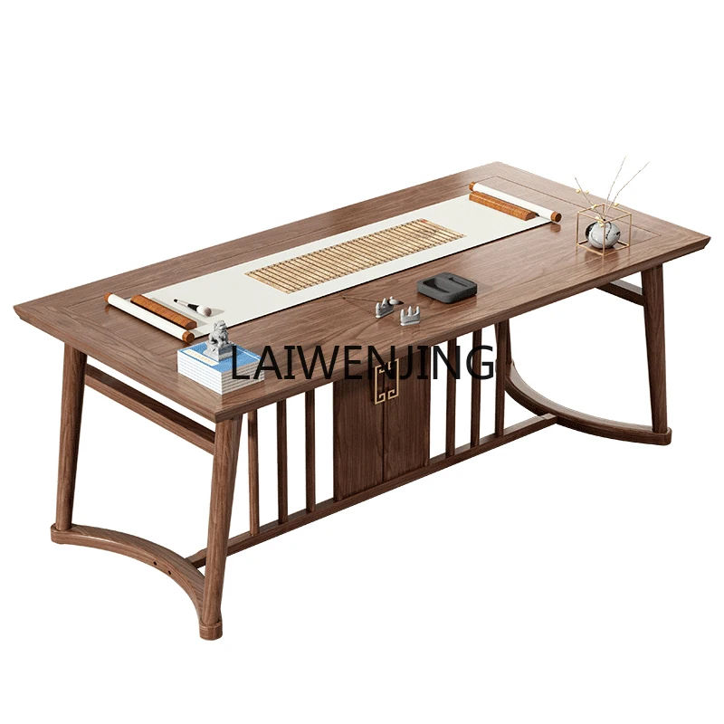 طاولة الخط الصيني الجديدة SGF من الخشب الصلب مع أدراج طاولة شاي Zen العتيقة مدمجة #4