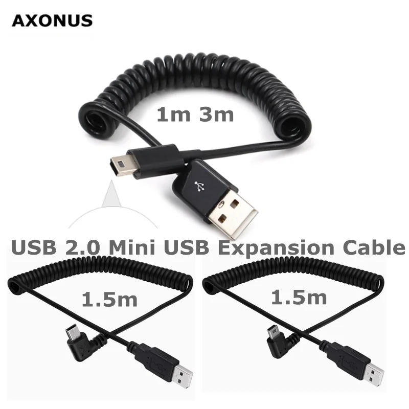 T-port AM-Mini 5P Bend 90° Up And Down Left And Right Elastic Cable USB2.0 Hard Disk Digital Camera Mobile Phone Data Cable
