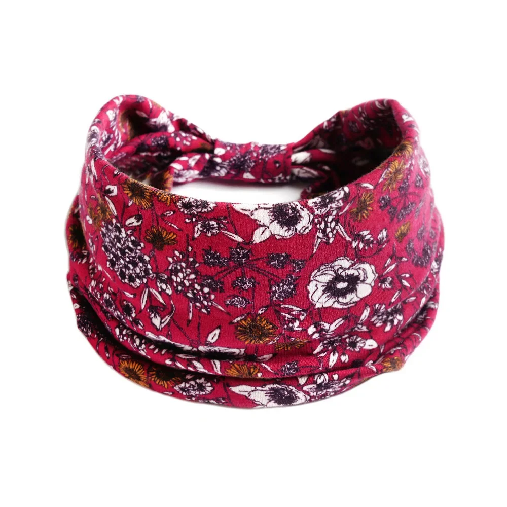 Wide Headwrap Headbands Summer Knoted Elastic Yoga Sport Print Turban Bandage Non-Slip Hair Band For Girls Hair Accessories