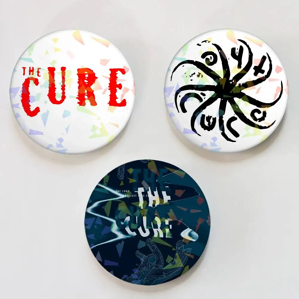 Band T-The Cure Round Exquisite Laser Badge Brooches Creative Pins For Clothes Hat Backpack Gift Accessories
