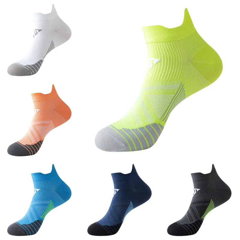 1 Pairs Marathon Running Socks Adult Cycling Sports Socks Gym Fitness Thickened Cushioned Short Tube Low Cut Boat Ankle Socks