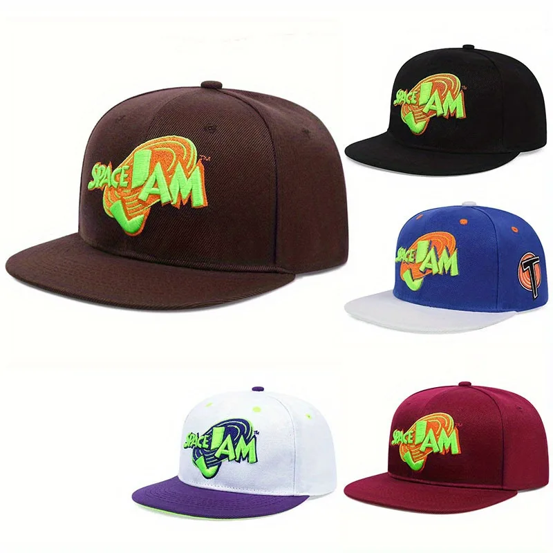 

Hip-hop men and women rocking flat-brim streetwear embroidered lettering street dance baseball caps