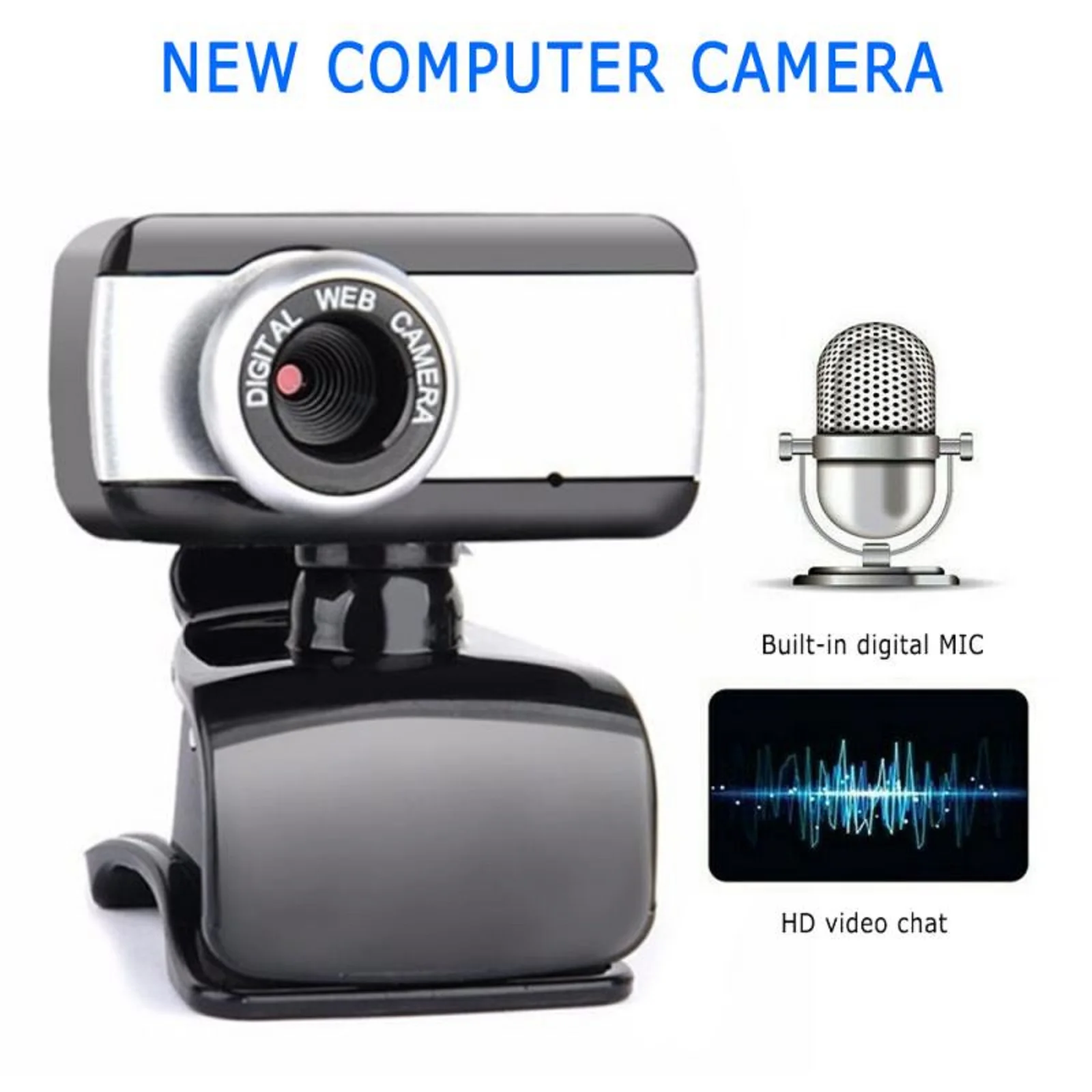 1 قطعة 480P كاميرا ويب للكمبيوتر الشخصي مع ميكروفون USB 2.0 كاميرا ويب للكمبيوتر المكتبي والكمبيوتر المحمول والبث المباشر 360 °   كاميرا ويب دوران للفيديو