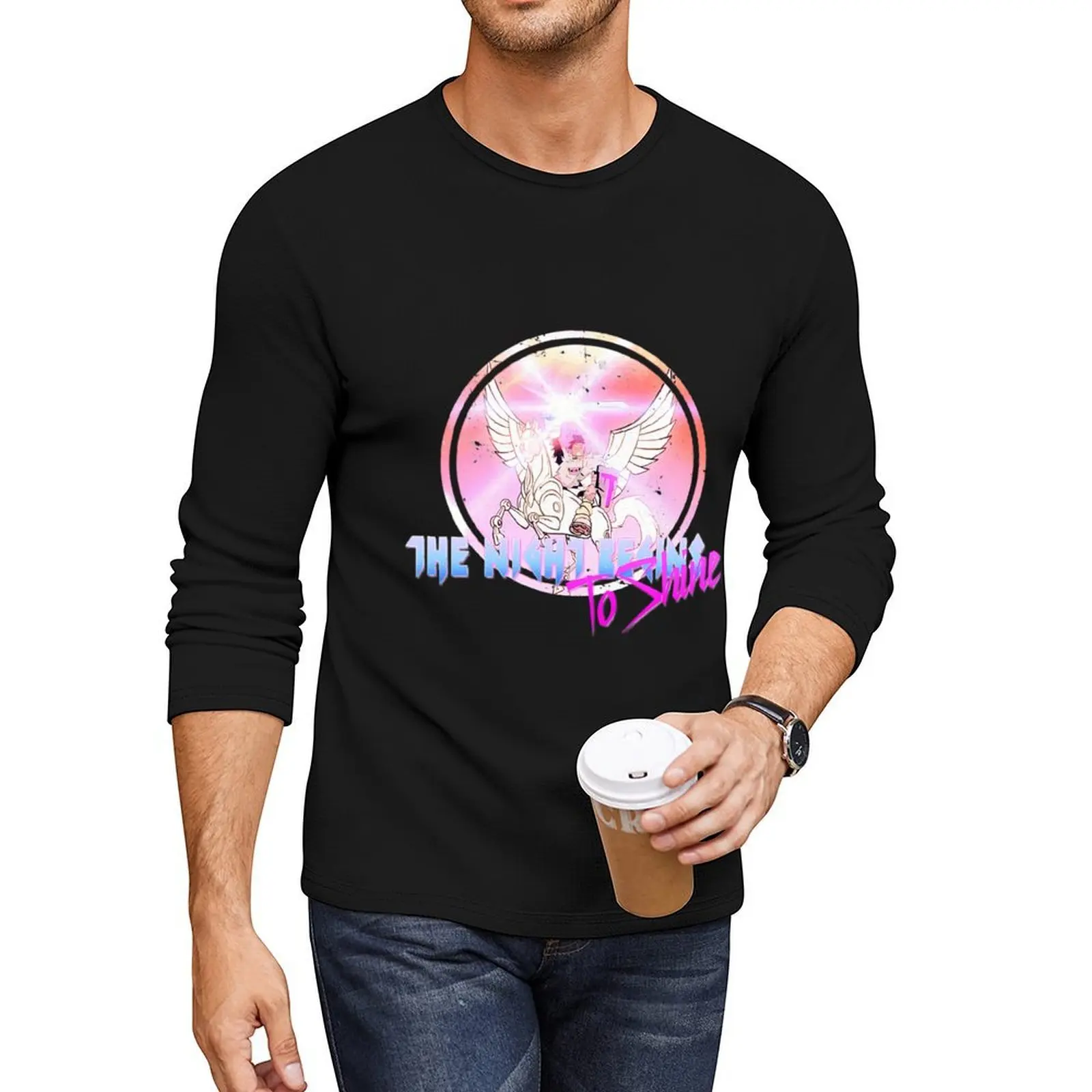 

CYBORG NIGHT BEGINS TO SHINES Long T-Shirt oversized t shirt heavyweight t shirts cute tops quick-drying t-shirt men clothings