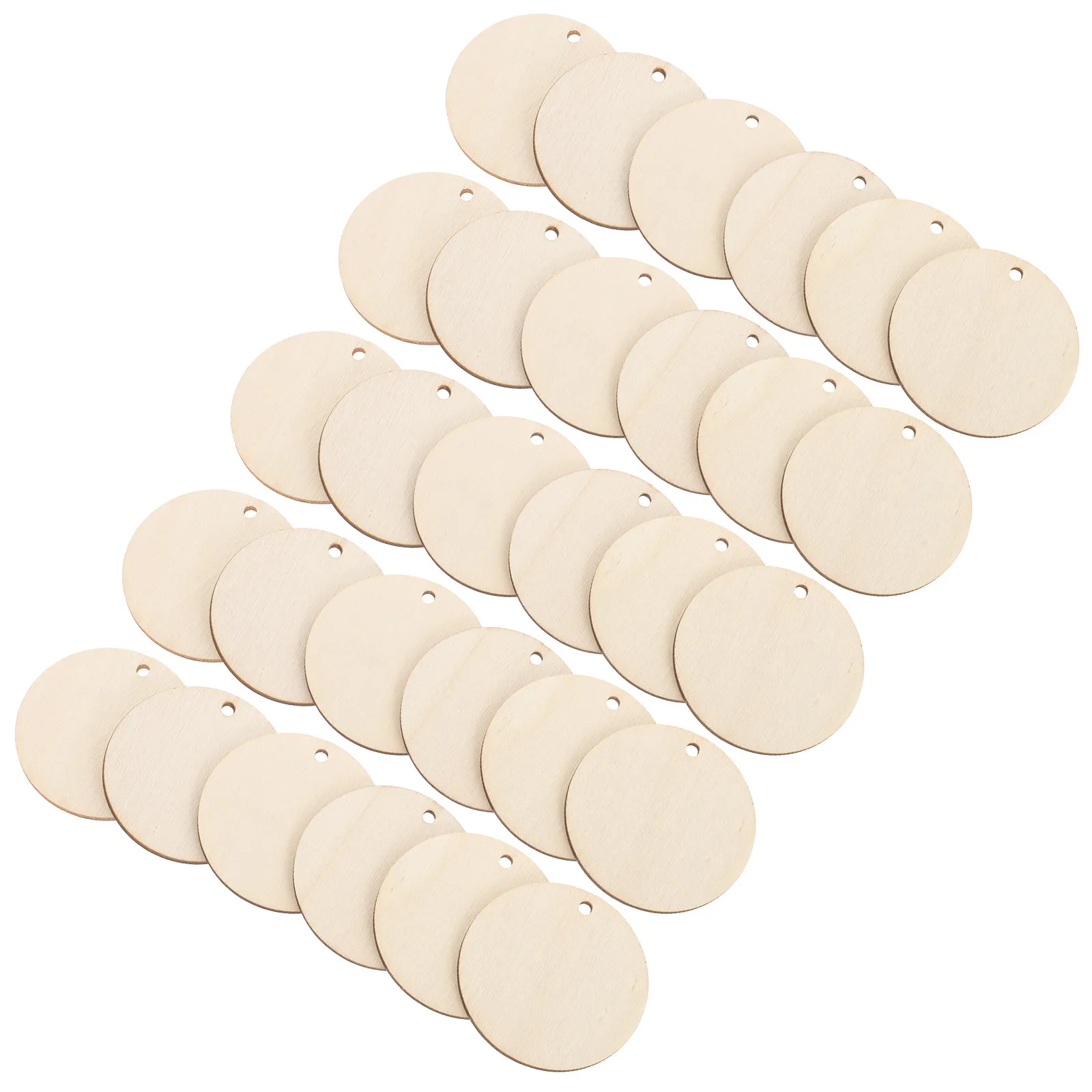 

50Pcs Wooden Slice Round Pieces Hole DIY Wood Craft Material for Scrapbooking Home Decor Party Wedding Embellishment