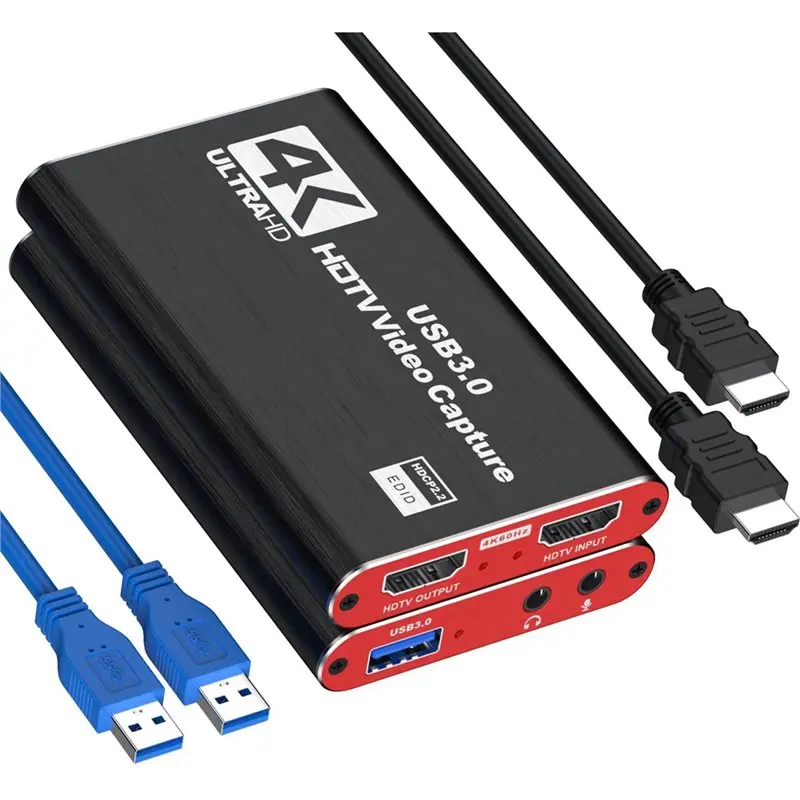 AT82-Game For PC Recording 4K USB 3.0 Video Capture Card -Compatible 1080P HD Video Recorder Grabber Mic Audio