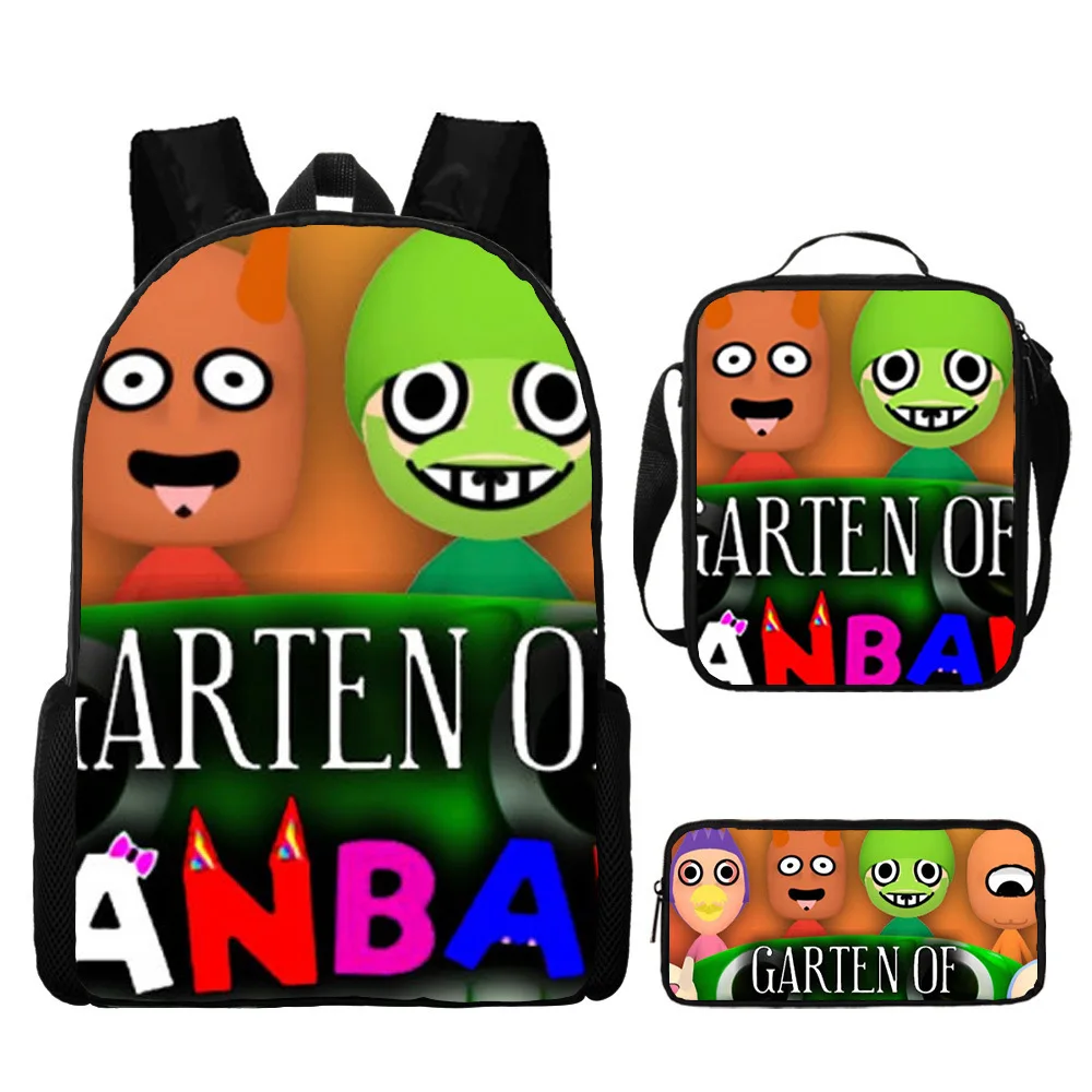 Trendy Popular Garten of banban 3D Print 3pcs/Set Student School Bags Laptop Daypack Backpack Crossbody Lunch bag Pencil Case