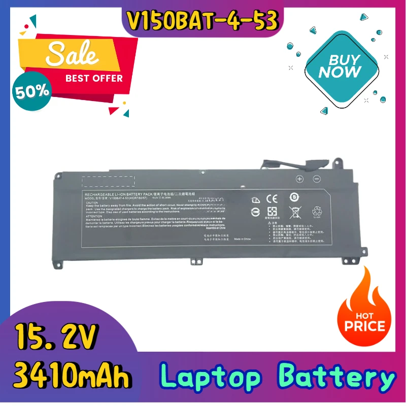 

Новая сменная батарея для ноутбука 15,2 В 3410 мАч V150BAT-4-53 для CLEVO V150PNH V150PNJ V150PNK V155PNKQ