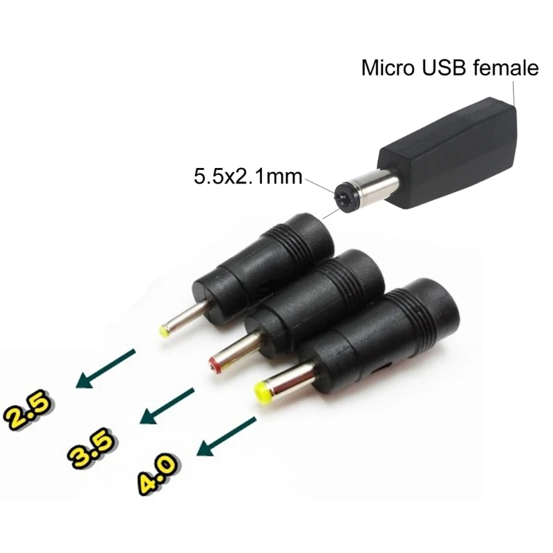 마이크로 USB 암 DC 어댑터, 라우터 카메라용 전원 공급 장치, 수 5V 커넥터, 5.5x2.1mm, 3.5x1.35mm, 2.5x0.7mm, 4.0x1.7mm