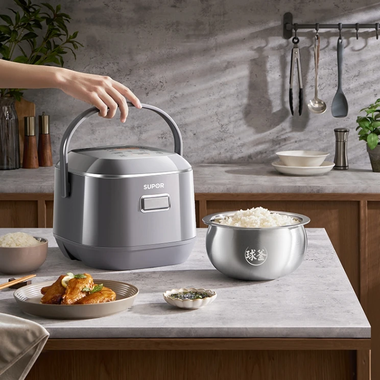 2L 0-Fluoride Coating Rice Cooker Stainless Steel Ball Pot High Power Smart Multifunctional for 1-4 People Home Use