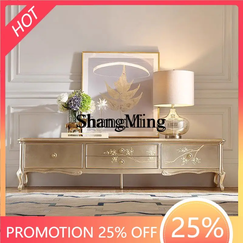 

FG good-looking light luxury solid wood painted and painted TV cabinet palace storage storage retro carved storage cabinet