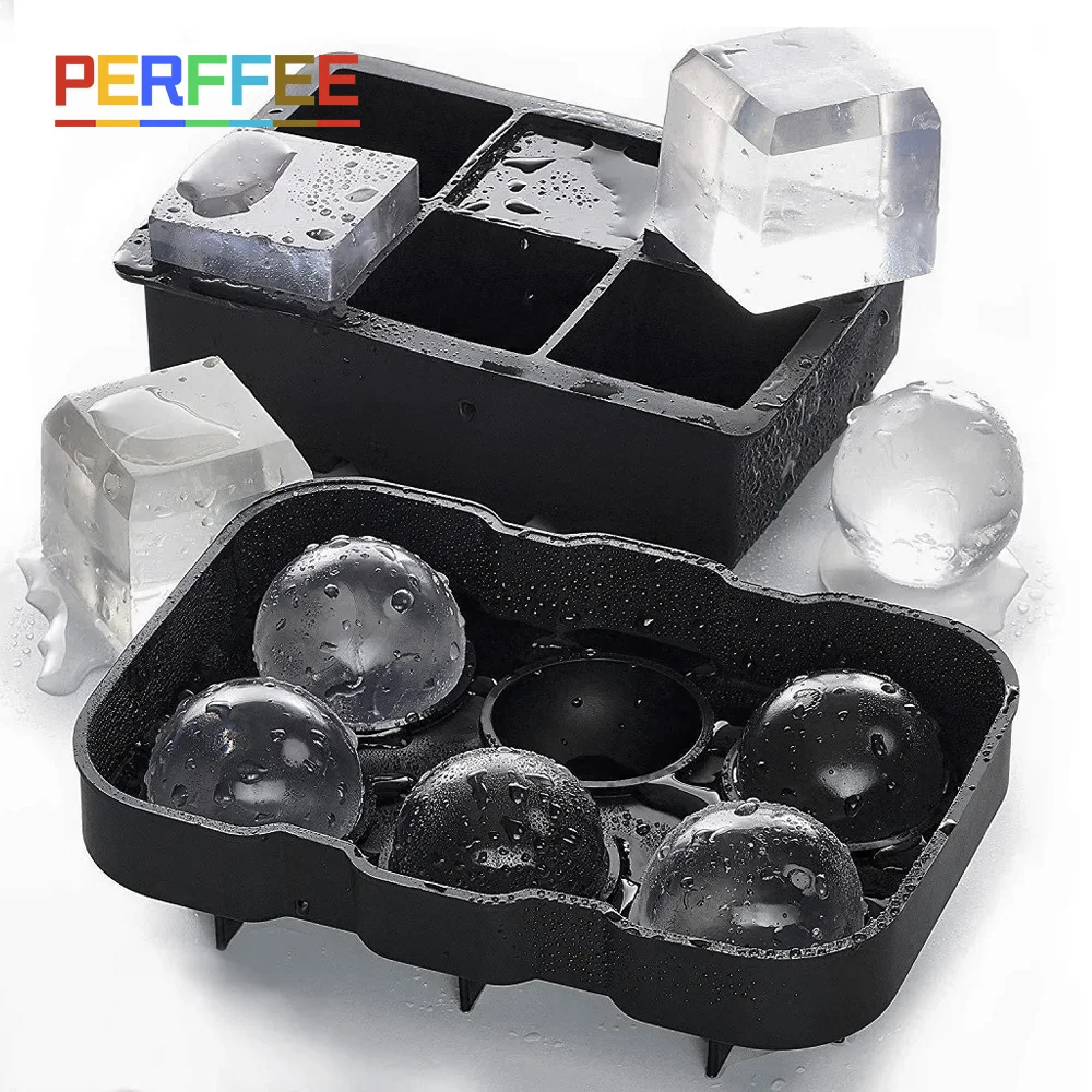 

Large Ice Cube Tray with Lid Silicone Square Ice Cube Maker Ice Ball Freezer Mold for Whiskey Cocktail Iced Coffee 4/6/8 Grids