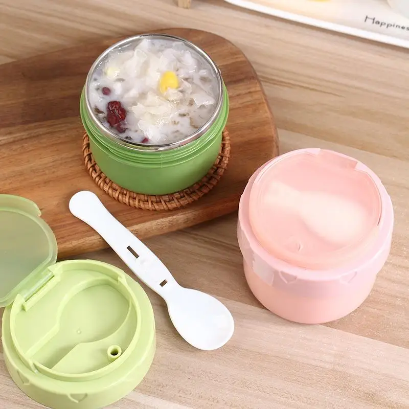 

Portable Insulated Stainless Steel Soup Cup with Spoon Thermal Box Carry-On Double Wall Bowl Burn with Spoon