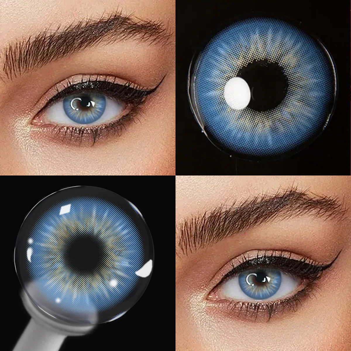 VISUASHOW Verschreibungspflichtige natürliche farbige Kontaktlinsen mit Sehstärke, 1 Paar, jährlich austauschbare koreanische Big-Eyes-Myopie-Linsen, Beauty