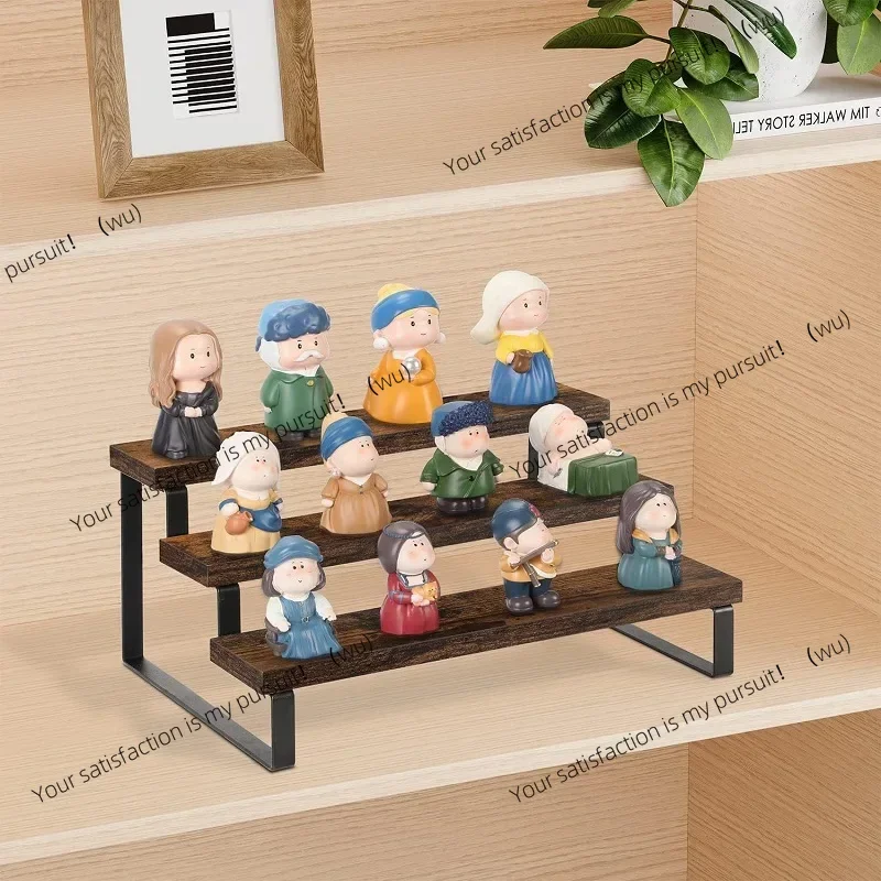 Wooden vertical display rack, kitchen wooden three-layer spice rack