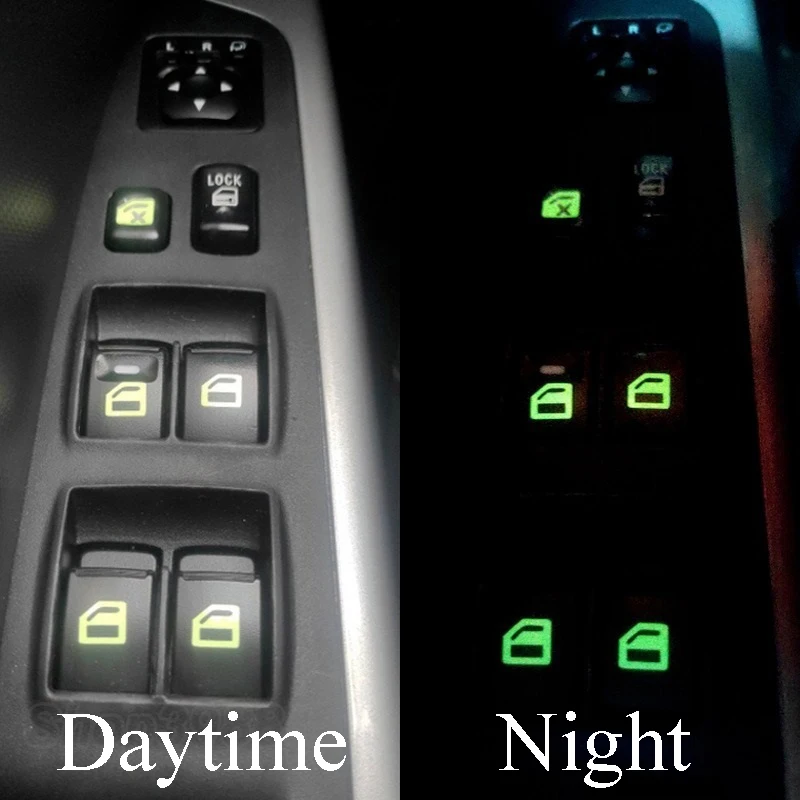 Luminous Car Window Button Sticker Door Window Lifter Switch Night Fluorescent Decals Car Interior Decoration Auto Accessories