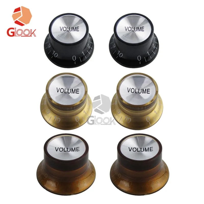 

10Pcs Electric Guitar Volume Knob Aluminum Leather Volume VOLUME/Tone Knob Potentiometer Knob Cap