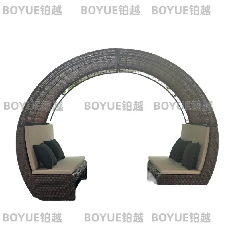 Outdoor Rattan Swing Rocking Chair Aluminum Alloy Garden Patio Furniture Set Leisure Courtyard Hotel Homestay Seating