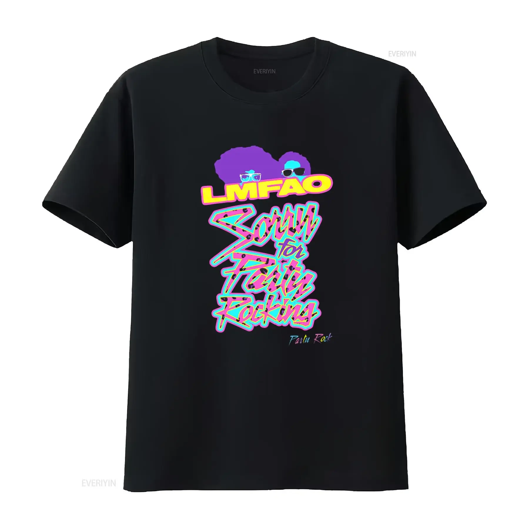 LMFAO Sorry for Party Rocking T Shirt Vibrant Neon Design Retro Style Perfect Music Lovers and Enthusiasts vintage Washed