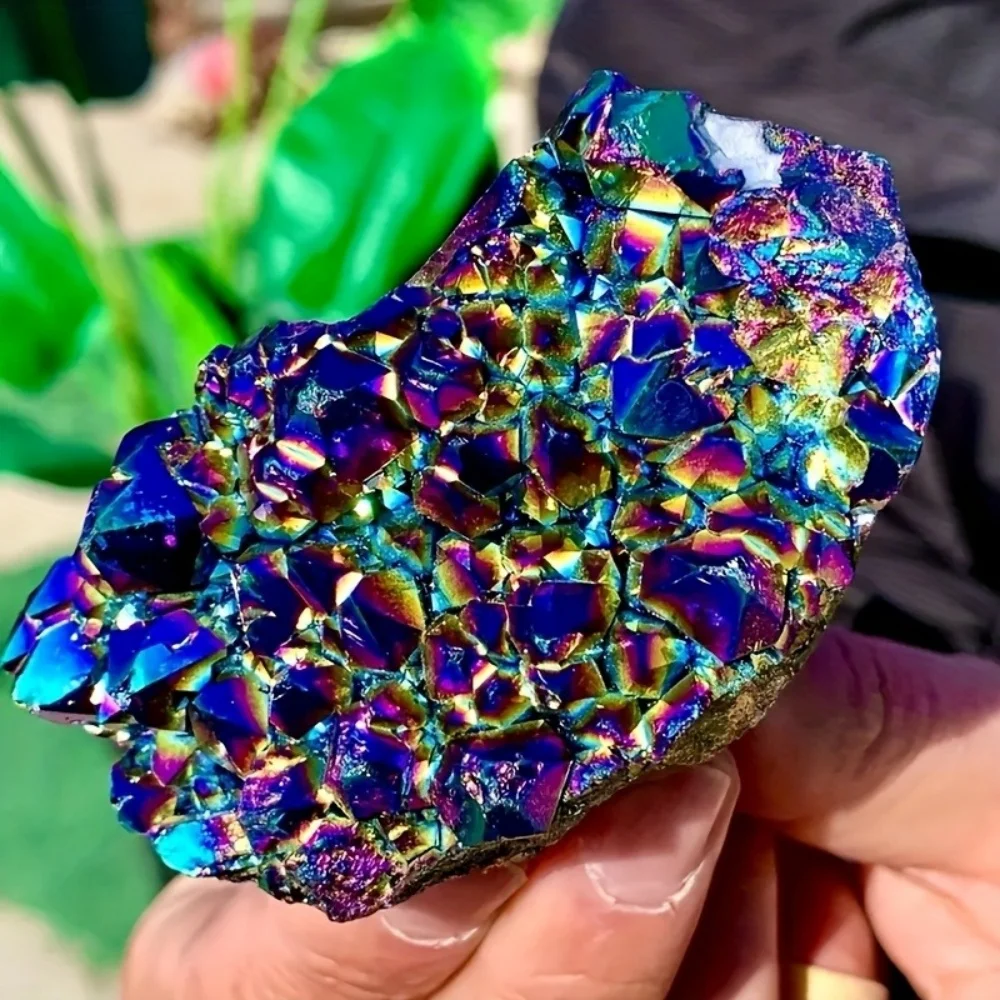 Electroplating Color High Quality Titanium Aura Quartz Crystal Cluster Iridescent Chakra Crystal For specimen decorative crafts