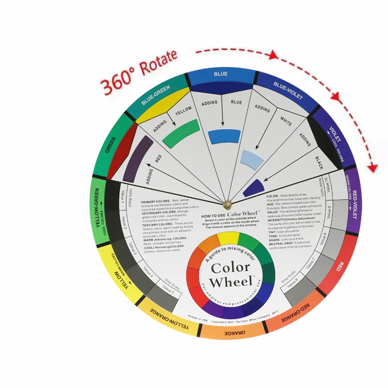 Rueda de tarjeta de papel de 12 colores, diseño de tres niveles, guía de mezcla, círculo Central redondo, gira para uñas, Microblading, tatuaje,