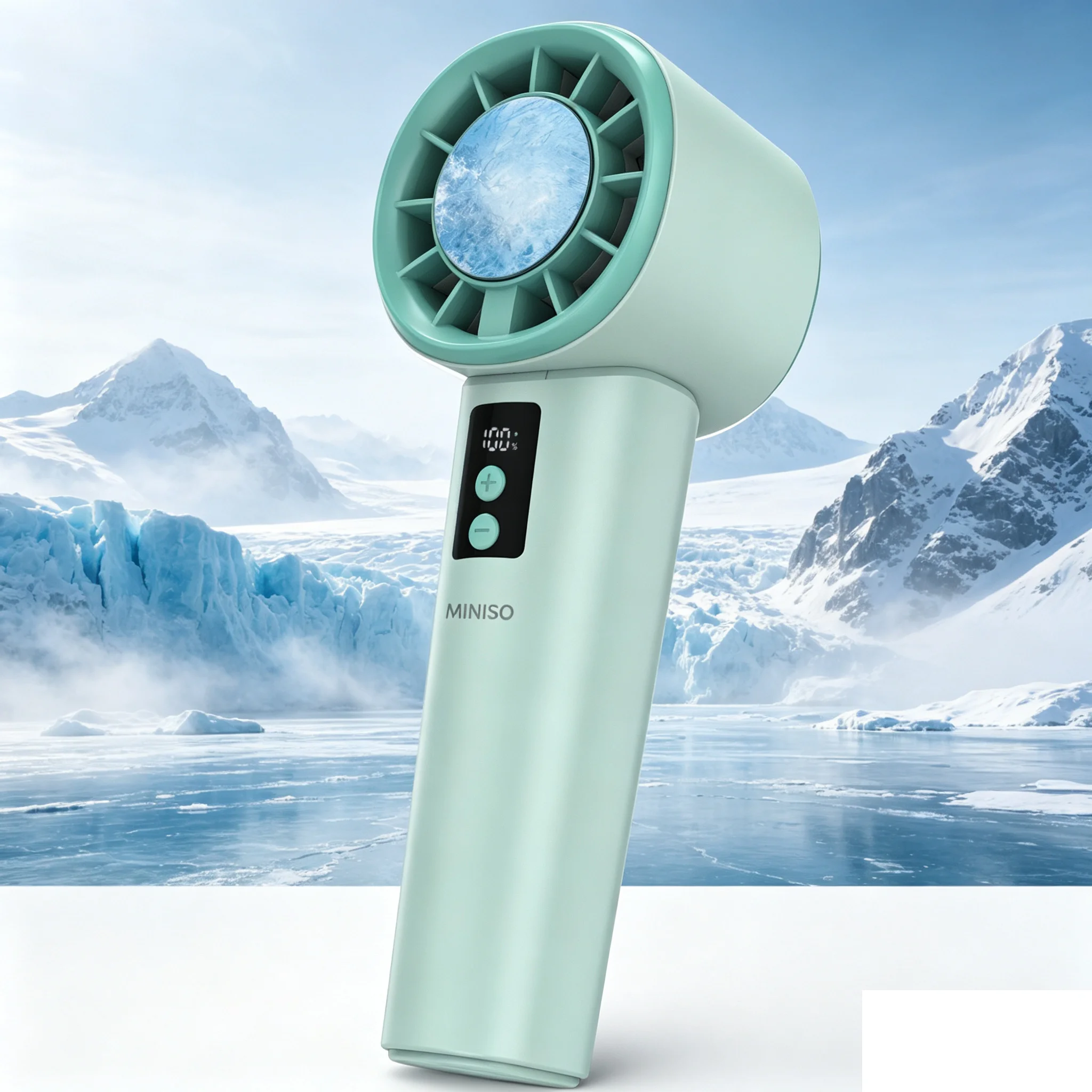 MINISO Portable Ice Cooling Hand Fan 3 Second Quick Cool 120 Adjustable Speed Smart Display 3000mAh Rechargeable Travel Mini Fan