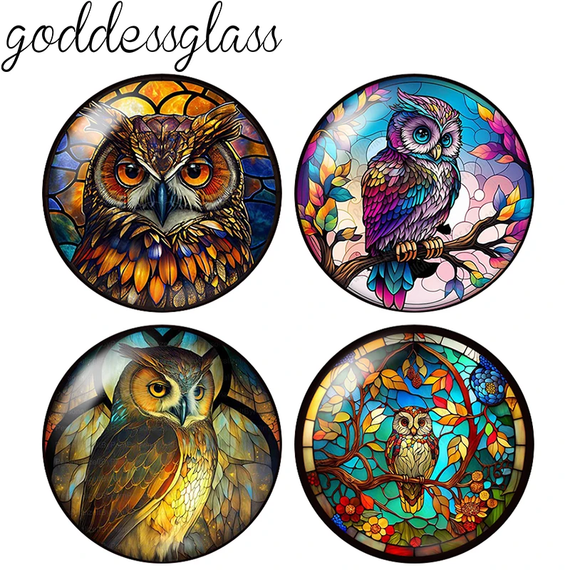 

New Animals Owl dolphin Bear flamingo 10pcs mix 12mm/18mm/20mm/25mm Round photo glass cabochon demo flat back Making findings