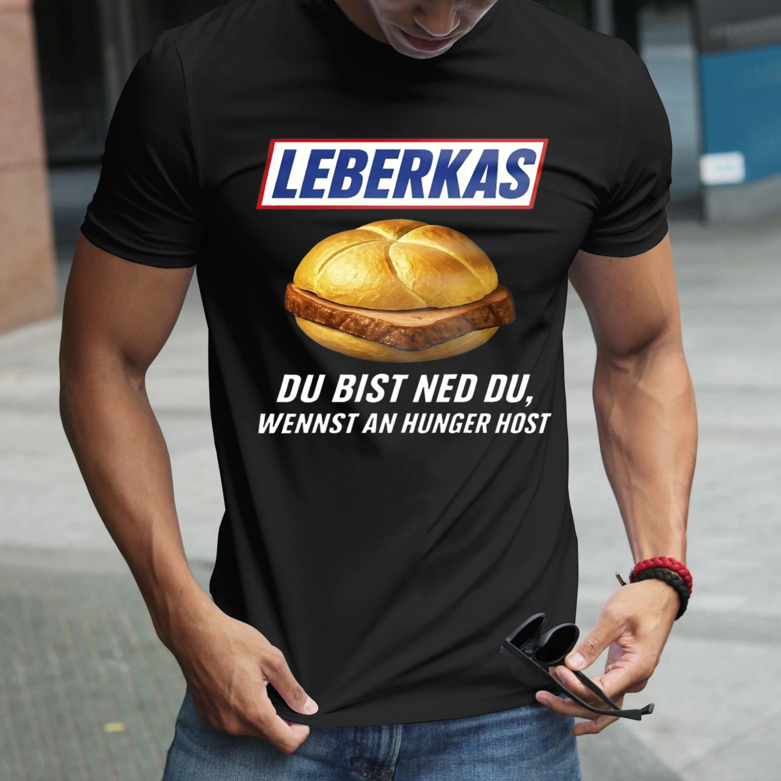 Herren-T-Shirt „Leberkas Du Bist Ned“, perfekt für Freizeitkleidung, Partys und Karneval-Outfits