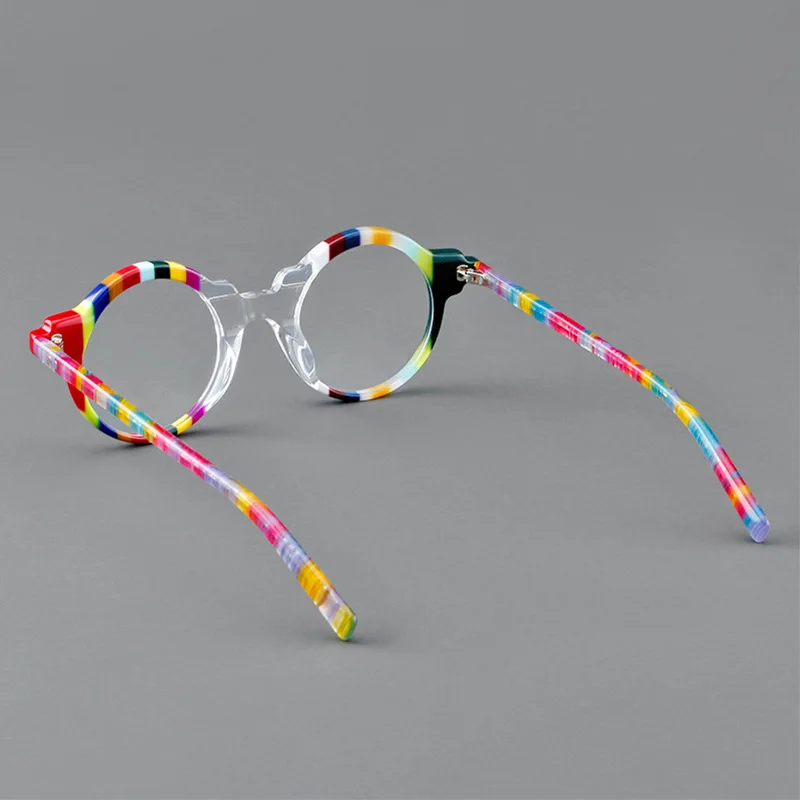 Glasses Frame Round Acetate Unique Colorful Reading Prescription Eyeglass Frames For Men Women Retro Optical Eyewear