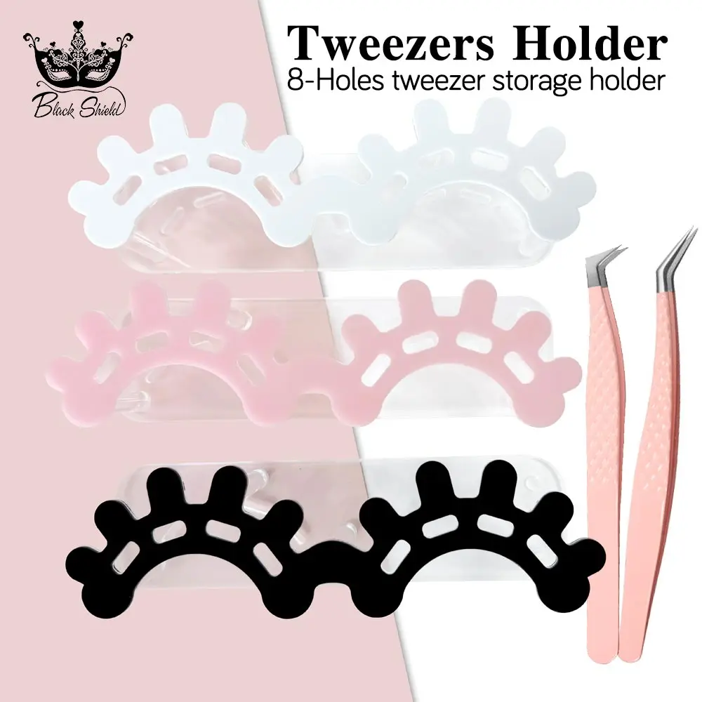 Acrylic Eyelash Tweezers Storage Holder Stand 8 Holes Convenient Tweezers Stand Shelf Hold Eyelash Extension Tattoo Makeup Tool