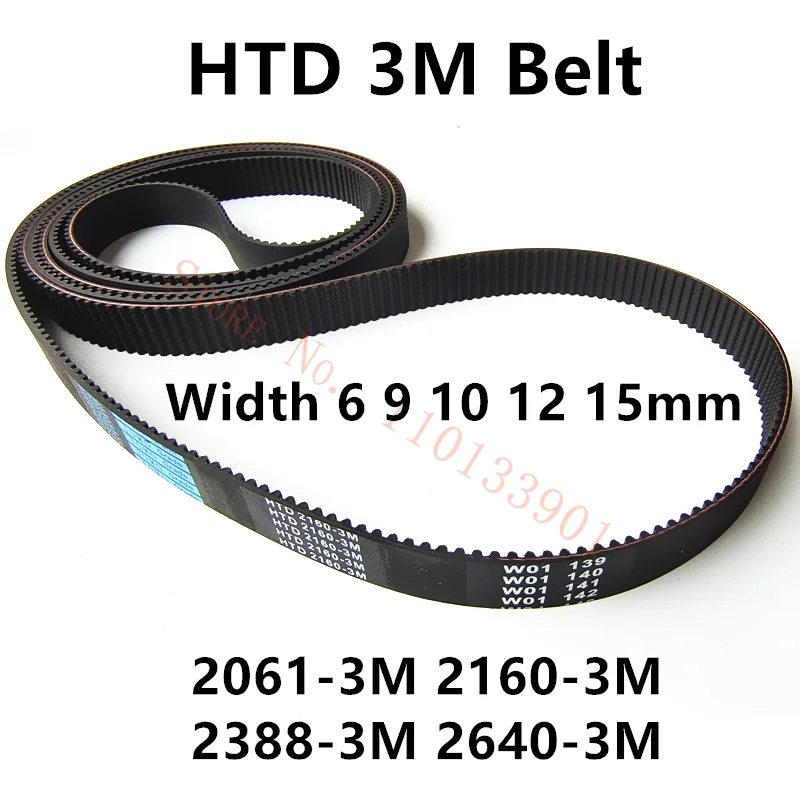 HTD 3M Timing Belt C= 2061 2160 2388 2640 Width 6/9/15mm Teeth 687 720 796 880 HTD3M Synchronous 2061-3M 2160-3M 2388-3M 2640-3M