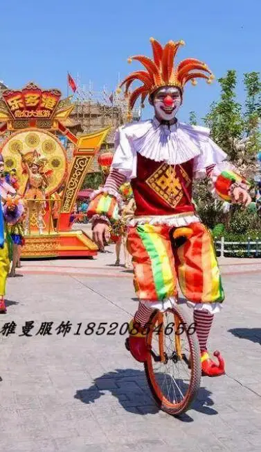 Joker Costume Clown Cloth Men Cruise Perform Include Cloth Hat