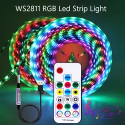 Listwy RGB Led światło WS2811 5050 SMD adresowalne diody zewnętrzne 1 IC Control 3 LEDs DC12V,MINI 17Keys muzyka USB/DC zestaw sterowniczy