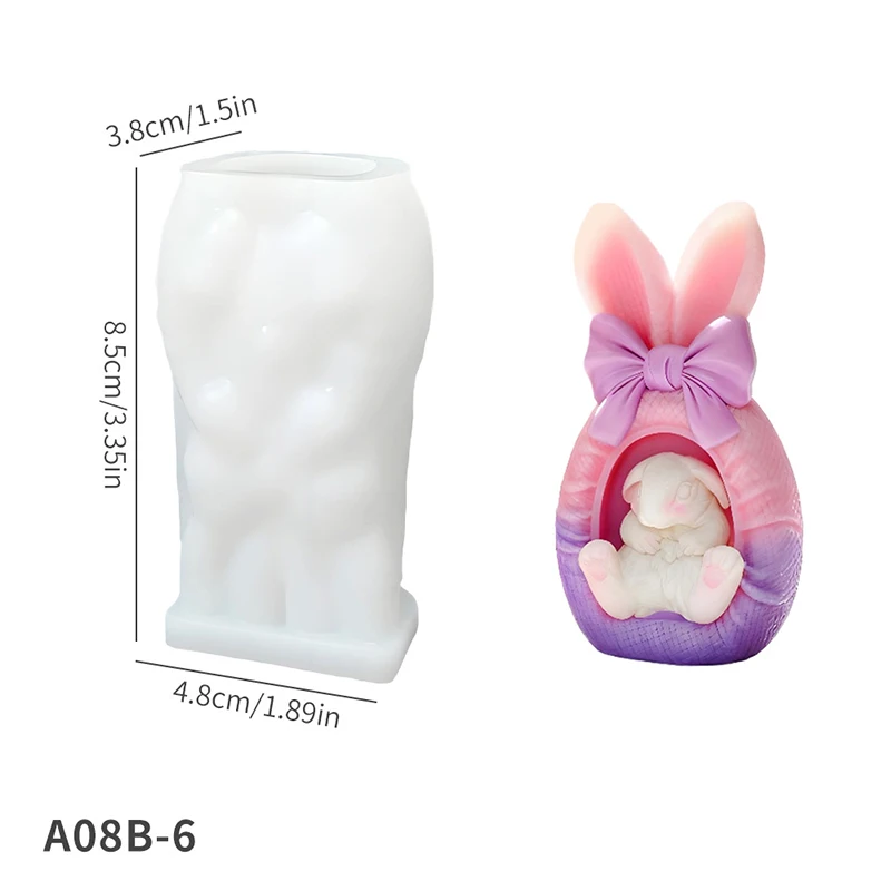 

Силиконовая форма «Пасхальный кролик» 2026 для изготовления ароматических свечей, гипсовых украшений и поделок своими руками, легко извлекается из формы