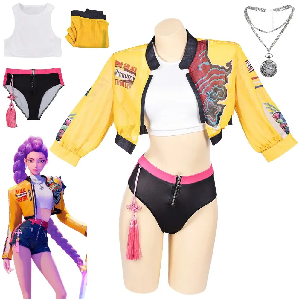 

Adult Kpop Rumi Cosplay Swimsuit Costume for Women Swimwear Bikinis Movie Demon Hunters Roleplay Outfits Halloween Carnival Suit
